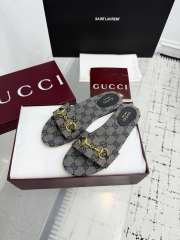 Uubags Gucci mules with light gold Horsebit in blue GG canvas - 5