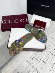 Uubags Gucci slide sandal with Horsebit green and multicolor canvas with floral print - 4