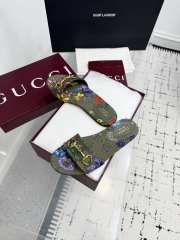 Uubags Gucci slide sandal with Horsebit green and multicolor canvas with floral print - 2