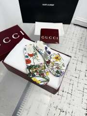 Uubags Gucci slide sandal with Horsebit white and multicolor canvas with floral print - 6