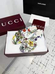 Uubags Gucci slide sandal with Horsebit white and multicolor canvas with floral print - 5