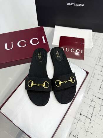 Uubags Gucci slide sandal Rosso Ancora black GG canvas