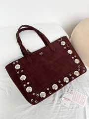 Uubags Valentino Garavani Nellcôte Small embellished suede shopping bag in burgundy 40x30x13cm - 5
