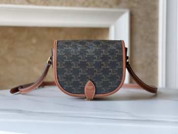 Uubags Celine medium Folco bag in Triomphe canvas and calfskin 18.5x17x7cm