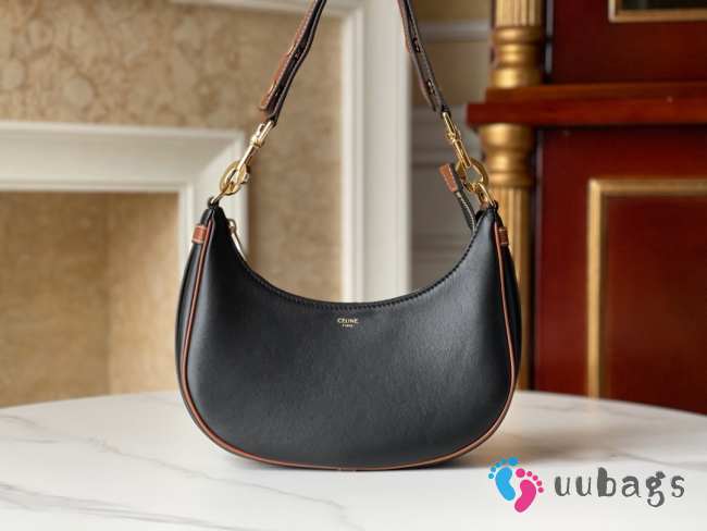 Uubags Celine Medium Ava Strap Bag in Black/Tan Smooth Calfskin 24.5x17x9cm - 1