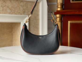 Uubags Celine Medium Ava Strap Bag in Black/Tan Smooth Calfskin 24.5x17x9cm