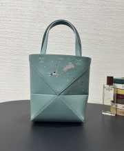 Uubags Loewe Suna Fujita x Loewe Squid Mini Puzzle Fold Leather Tote Bag In Blue 20x16.5x9.5cm - 6