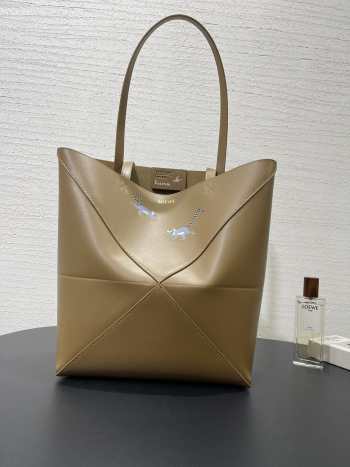 Uubags Loewe Suna Fujita x Loewe Squid Mini Puzzle Fold Leather Tote Bag In Brown 20x16.5x9.5cm