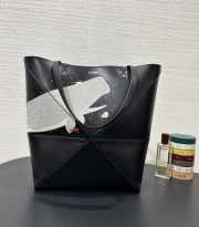 Uubags Loewe Suna Fujita x Loewe Squid Mini Puzzle Fold Leather Tote Bag In Black 20x16.5x9.5cm - 5
