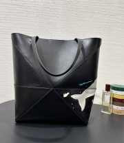 Uubags Loewe Suna Fujita x Loewe Squid Mini Puzzle Fold Leather Tote Bag In Black 20x16.5x9.5cm - 2