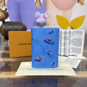 Uubags Louis Vuitton M14881 Know Pocket Organizer Wallet Pool Blue 7.5x11.1x1cm