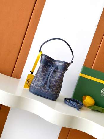 Uubags Goyard Petit Flot Bucket Bag Navy Blue 23x14.5x17cm