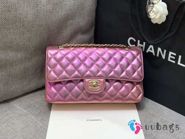 Uubags Chanel Classic Small Flap Bag Iridescent Pink Lambskin 25cm - 1