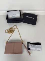 Uubags Prada leather card holder with shoulder strap in rosy blush 11.5x8x2.5cm - 2