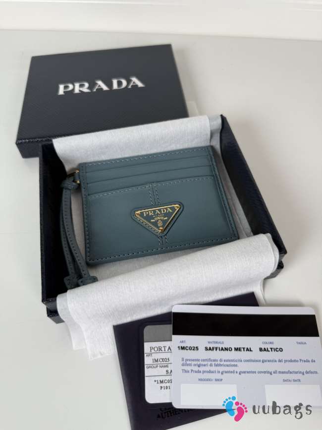 Uubags Prada leather card holder in blue 11.2x8.5cm - 1
