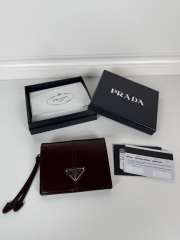 Uubags Prada small leather wallet in dark brown 8.5x10cm - 1
