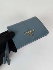 Uubags Prada small leather wallet in blue 8.5x10cm - 6