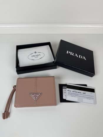 Uubags Prada small leather wallet in rosy blush 8.5x10cm 