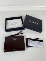 Uubags Prada Soft Look Leather Wallet In Dark Brown 10x8.5cm - 1
