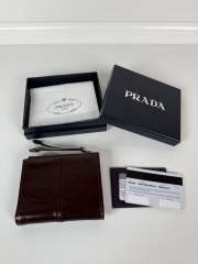 Uubags Prada Soft Look Leather Wallet In Dark Brown 10x8.5cm - 2