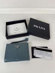 Uubags Prada Soft Look Leather Wallet In Blue 10x8.5cm - 1