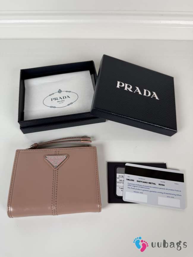 Uubags Prada Soft Look Leather Wallet In Rosy Blush 10x8.5cm - 1
