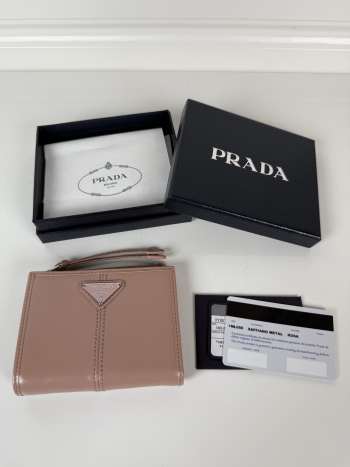 Uubags Prada Soft Look Leather Wallet In Rosy Blush 10x8.5cm
