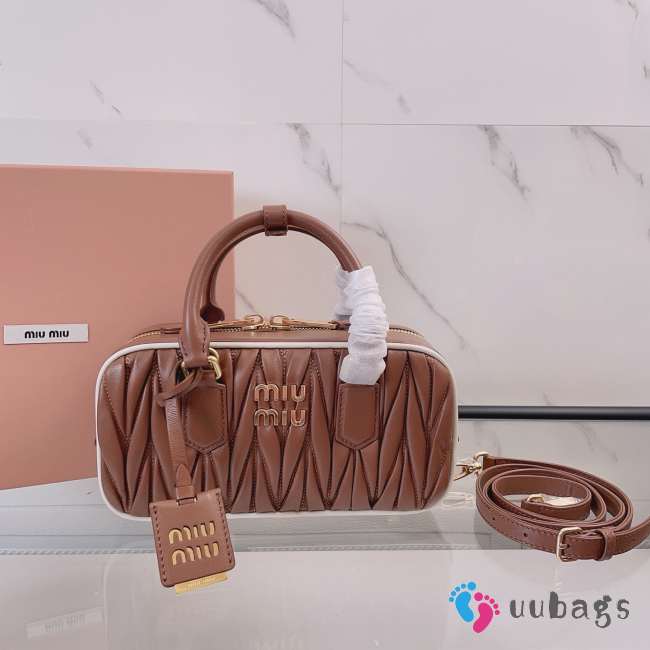 Uubags Miu Miu Arcadie matelassé nappa leather bag in brown 22x10.5x7.5cm - 1
