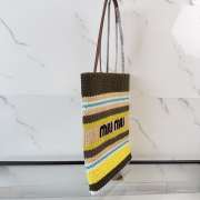 Uubags Miu Miu Raffia-effect woven tote bag lemon yellow/natural 32x41cm - 6