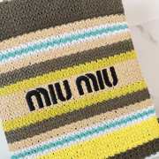 Uubags Miu Miu Raffia-effect woven tote bag lemon yellow/natural 32x41cm - 5