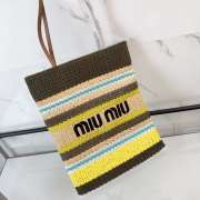 Uubags Miu Miu Raffia-effect woven tote bag lemon yellow/natural 32x41cm - 3
