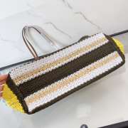 Uubags Miu Miu Raffia-effect woven tote bag lemon yellow/natural 40x34x16cm - 3