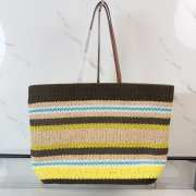 Uubags Miu Miu Raffia-effect woven tote bag lemon yellow/natural 40x34x16cm - 2