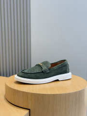 Uubags Versace Men's Giuliano Suede Loafers In Green - 5