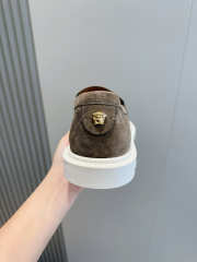 Uubags Versace Men's Giuliano Suede Loafers In Light Brown - 6