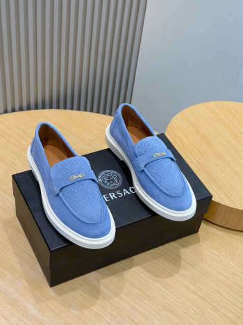 Uubags Versace Men's Giuliano Suede Loafers In Blue
