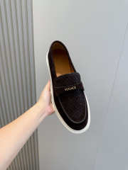 Uubags Versace Men's Giuliano Suede Loafers In Dark Brown - 5