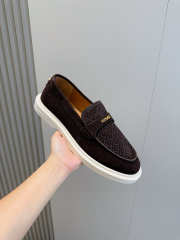 Uubags Versace Men's Giuliano Suede Loafers In Dark Brown - 4