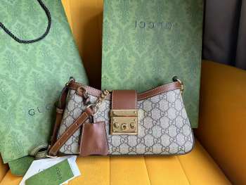 Uubags Gucci Padlock small beige and ebony GG Supreme canvas bag 26.5x13.5x4.5cm