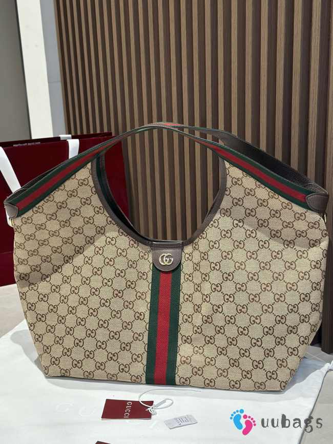 Uubags Gucci Giglio large tote bag beige and dark brown GG canvas 60x47x16cm - 1