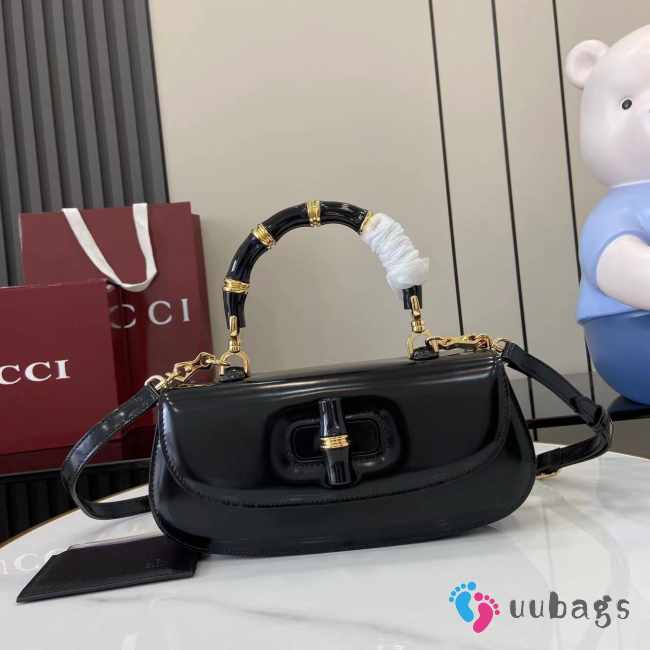 Uubags Gucci Bamboo Diva medium bag in black shiny leather 26.6x13x8cm - 1