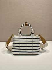 Uubags Prada Jardinière striped cotton canvas mini-bag in ivory/blue 22x15x13cm - 5