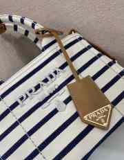 Uubags Prada Jardinière striped cotton canvas mini-bag in ivory/blue 22x15x13cm - 4