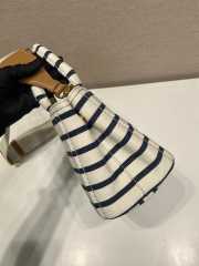 Uubags Prada Jardinière striped cotton canvas mini-bag in ivory/blue 22x15x13cm - 3