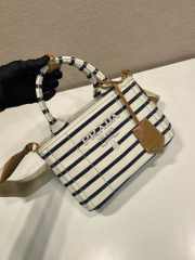 Uubags Prada Jardinière striped cotton canvas mini-bag in ivory/blue 22x15x13cm - 2
