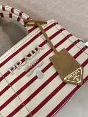 Uubags Prada Jardinière striped cotton canvas mini-bag in yellow/red 22x15x13cm - 6