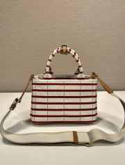 Uubags Prada Jardinière striped cotton canvas mini-bag in yellow/red 22x15x13cm - 4