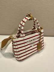 Uubags Prada Jardinière striped cotton canvas mini-bag in yellow/red 22x15x13cm - 3