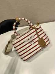 Uubags Prada Jardinière striped cotton canvas mini-bag in yellow/red 22x15x13cm - 2