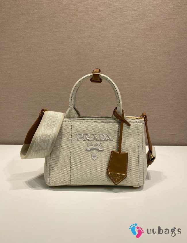 Uubags Prada Jardinière linen blend mini-bag in natural 22x15x13cm - 1